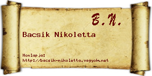 Bacsik Nikoletta névjegykártya