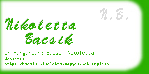 nikoletta bacsik business card